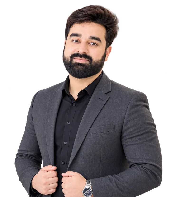 Rizwan Aslam in a charcoal suit